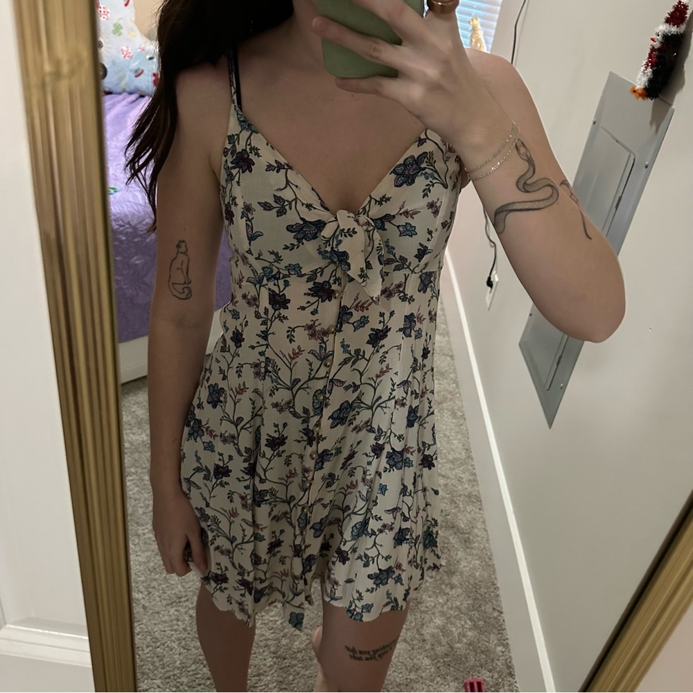 American Eagle Outfitters Cream Floral Print Sundress
